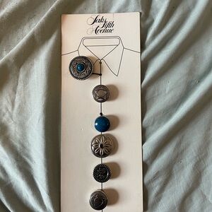 Unused Vintage Saks Fifth Avenue Silver and Blue Button Covers